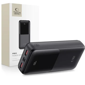 Ārējais akumulators Tech-Protect PB02 20000mAh 22.5W, melns