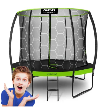 Neo-Sport NS-08C221 dārza batuts ar iekšējo tīklu 252 cm (8ft), melns/zaļš