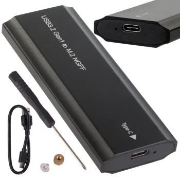 M.2 SATA NGFF cietā diska korpuss USB 3.1 Type-C 2230-2280mm, Melns