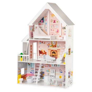 Ecotoys koka leļļu māja XXL Rezydencja Pudrowa