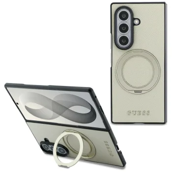 Guess Magnetic Ring Stand vāciņš priekš Samsung Galaxy Z Fold 8 Ultra, bēšs