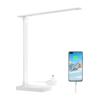 LEPRO 31003WHG LED galda lampa ar USB pieslēgvietu, 750 lm, balta