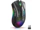 Bezvadu datorpele 2.4GHz ar RGB apgaismojumu, 1600 DPI, melna