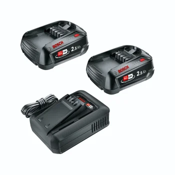 Bosch 18V Sākuma Komplekts: 2x 2.5Ah Akumulatori un Lādētājs