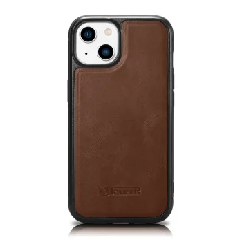 iCarer Leather Oil Wax dabīgās ādas vāciņš iPhone 14 Plus ar MagSafe, brūns (WMI14220719-BN)