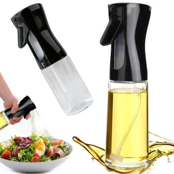 Eļļas un etiķa smidzinātājs stikla pudelē, 200 ml, melns