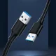 Ugreen USB-A uz USB-A kabelis USB 2.0 (US128), 1 m, melns