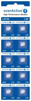 everActive LR736 LR41 AG3 alkaline baterijas 1.5V, 10 gab.