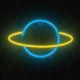LED neona lampa Forever Light SATURN USB vai 3xAA, dzeltena un zila