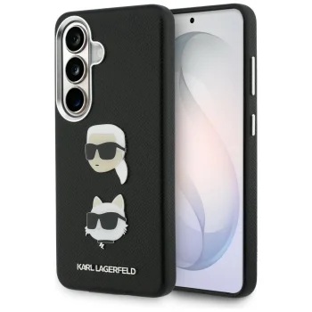 Karl Lagerfeld Saffiano Double Heads Metal vāciņš Samsung Galaxy S26+, melns