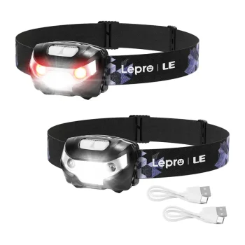 LEPRO 3200008-2 uzlādējams pieres lukturis 300 lm, 2 gab., melns