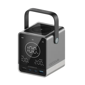 Ārējais akumulators Cuktech P01CT 300W 40000mAh ar bezvadu uzlādi, melns
