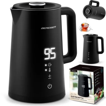 Berdsen 370900 elektriskais tējkanna 1.7L ar temperatūras kontroli, melna
