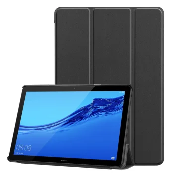 Huawei MediaPad T5 10.1" Tri-fold Leather Smart Cover Case, Black - vāks apvalks pārvalks