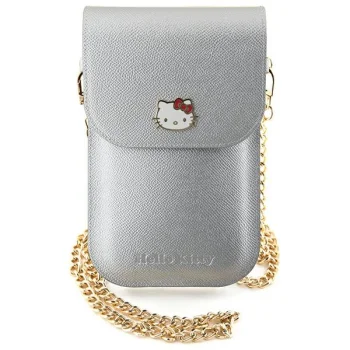 Hello Kitty Leather Metal Logo Chain soma viedtālrunim, sudraba