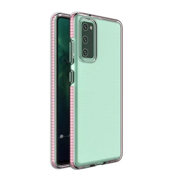 Telefona vāciņš Spring Case priekš Samsung Galaxy A02s EU, caurspīdīgs ar gaiši rozā rāmi