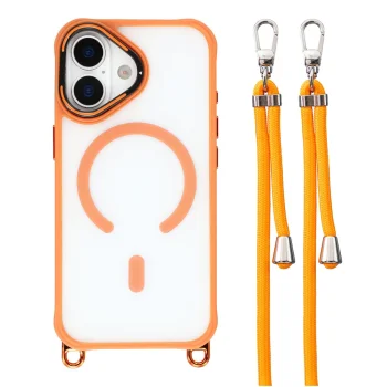 iPhone 17 vāciņš ar siksniņu un MagSafe statīvu, Oranžs