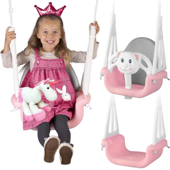 Ricokids 3-in-1 Bērnu šūpoles Miś, Rozā