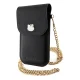 Hello Kitty Leather Metal Logo Chain pleca soma viedtālrunim, melna
