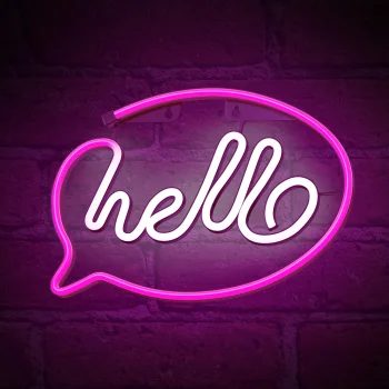 Forever Light HELLO LED Neons, Rozā un Balts