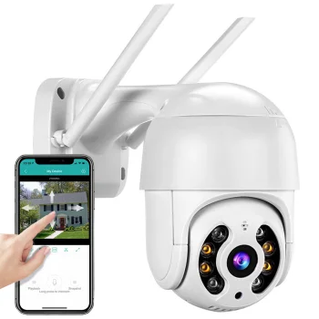 Āra IP Wi-Fi novērošanas kamera, Full HD, grozāma, balta