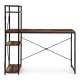 ModernHome datorgalds ar plauktu 120x60 cm, riekstkoka/metāla