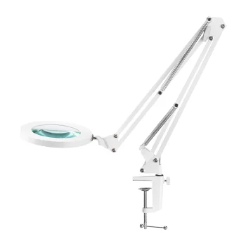 Glow 308 LED lampa-lupa ar stiprinājumu pie galda, balta