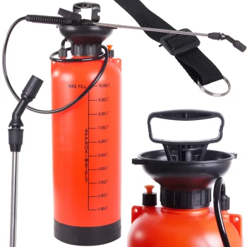 Dārza spiediena smidzinātājs ar garo stobru, 10L, oranžs