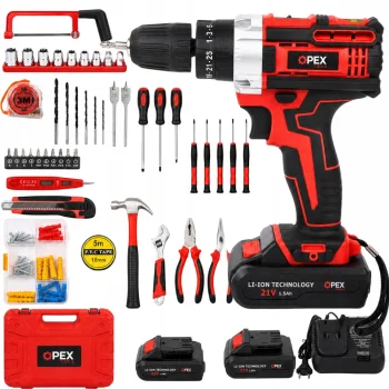 OPEX TOOLS OPX28034 21V Akumulatora triecienurbjmašīna un instrumentu komplekts