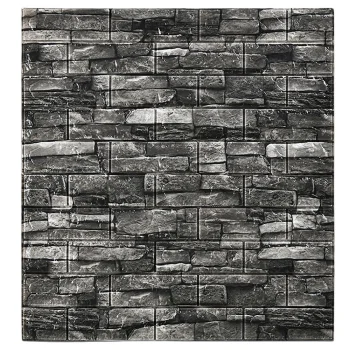 Pašlīmējošs 3D sienas panelis, pelēks ķieģeļu dizains, 70x77 cm