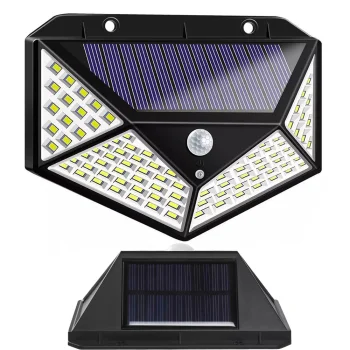 Saules bateriju lampa 100 LED ar kustības un krēslas sensoru