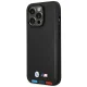 BMW iPhone 14 Pro vāciņš Leather Stamp Tricolor MagSafe, melns