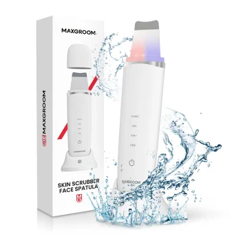 MAXGROOM M-169 ultraskaņas kavitācijas pīlinga ierīce ar LED gaismas terapiju, balta