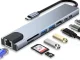 8-in-1 USB-C Hubs Adapteris (2x USB-C, Thunderbolt 3, 2x USB-A, HDMI 4K, SD/TF, RJ45)