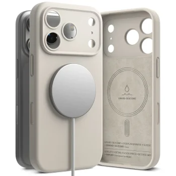 Ringke iPhone 17 Pro silikona vāciņš Silicone Magnetic MagSafe, bēšs