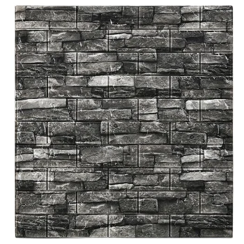 Pašlīmējošs 3D sienas panelis, pelēks ķieģeļu dizains, 70x77 cm