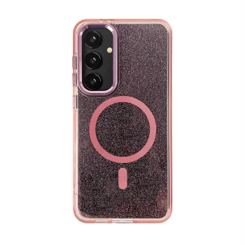 Wozinsky Glitter Case MagSafe vāciņš Samsung Galaxy S24 FE tālrunim, rozā ar spīdumiem