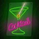 Forever Light COCKTAILS neona LED zīme uz pleksistikla pamatnes
