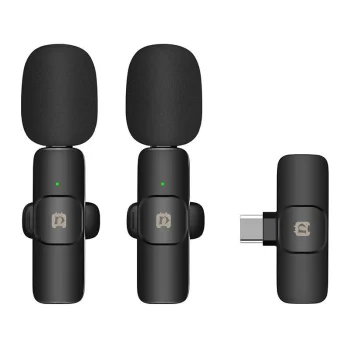 Puluz PU3151B bezvadu piespraužamais mikrofons (2 gab.), USB-C, melns