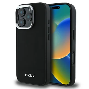 DKNY iPhone 16 Pro vāciņš Plain Silver Logo MagSafe, melns