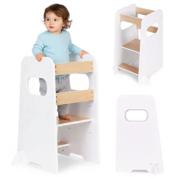 Ecotoys Montessori virtuves palīgs bērniem, regulējams pakāpiens