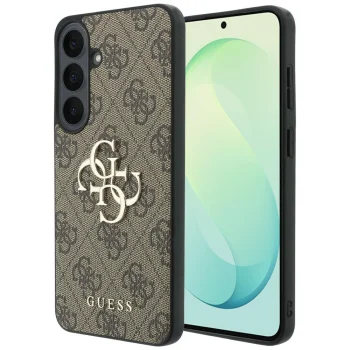 Vāciņš Guess Leather 4G Metal Logo, Samsung Galaxy S26 FE, brūns