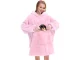 Silts hūdijs, džemperis-sega ar kapuci un kabatu, Rozā | Oversized Warm Hoodie Sweatshirt Blanket