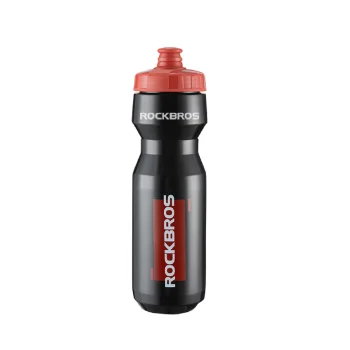 Rockbros velosipēda pudele 750 ml, caurspīdīgi melna ar sarkanu iemuti
