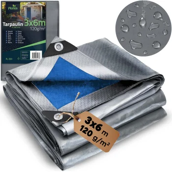 Plonos PL-500 tentu pārsegs 300 x 600 cm, 120 g/m2, sudraba/zils