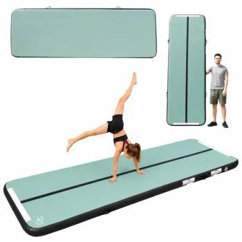 Piepūšams vingrošanas paklājs Air Track 300 x 100 x 10 cm ar elektrisko sūkni, zaļš