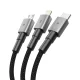 Tech-Protect UltraBoost DNA 3in1 USB-C / Micro-USB / Lightning kabelis 120 cm, pelēks