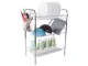 Trīsstāvu trauku žāvētājs ar piederumu turētājiem, sudraba