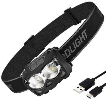 LED lukturis uz galvas ar kustības sensoru ZD111, melns