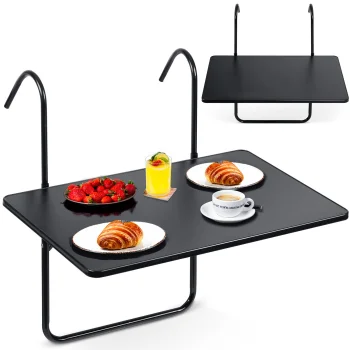 Izturīgs balkona galds 60x43cm saliekams Sofotel SO-982 melns